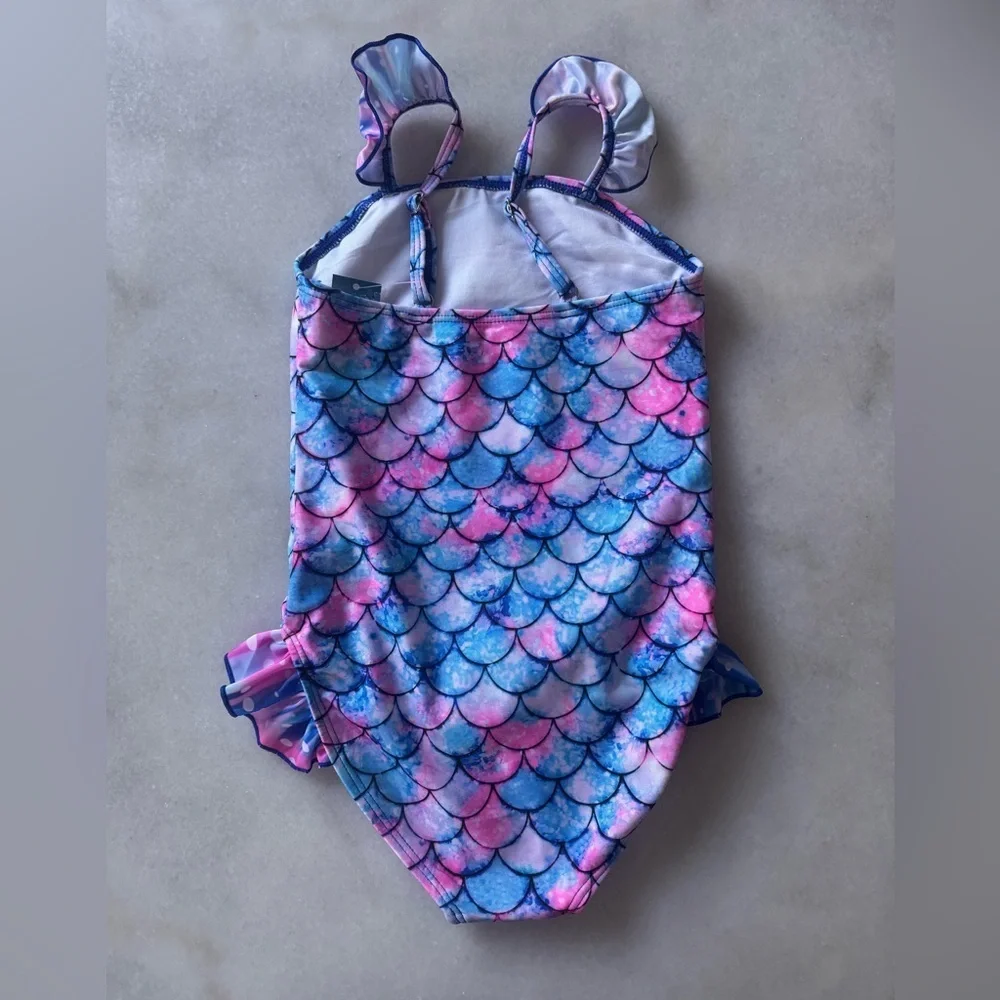 Kids Mermaid-Print One-Piece Swimsuit in Pink & Blue